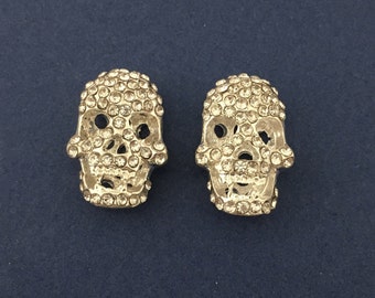 Alloy Silver Skull Bead, Pack of 4, Silver Bead, Skull Bead, Jewelry findings, Pendant Findings, Bellaire Wholesale, Skeleton Beads