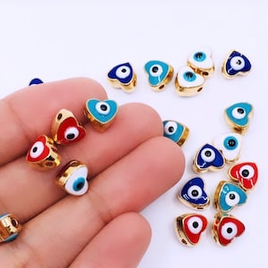 Evil Eye Bead, Heart Evil Eye, 8mm Evil Eye Beads, Side Drilled, Blue, Royal blue Evil Eye Bead, Red Evil Eye Bead, Bellaire Wholesale
