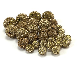 10mm Dull Gold Rhinestone Bead, 10mm Disco bead, Dull Gold bead, 10mm Dull Gold beads, crystal bead, small crystal bead, Canadian Supplier