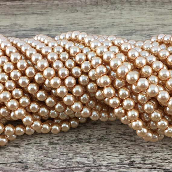Light Gold  Faux Glass Pearls, 6mm Glass Pearl, 8mm Glass Pearl, Glass Bead, Beads, Canadian Supplier