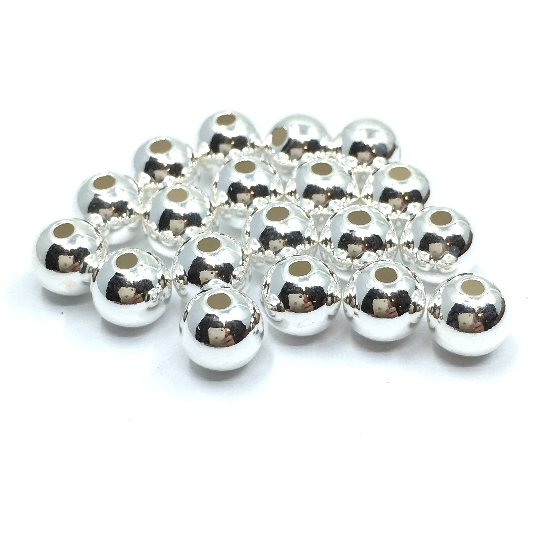Perline in argento sterling massiccio 925 da 2 mm-20 mm per la creazione di gioielli, sfere in argento S925 per realizzare bracciali e collane.  36