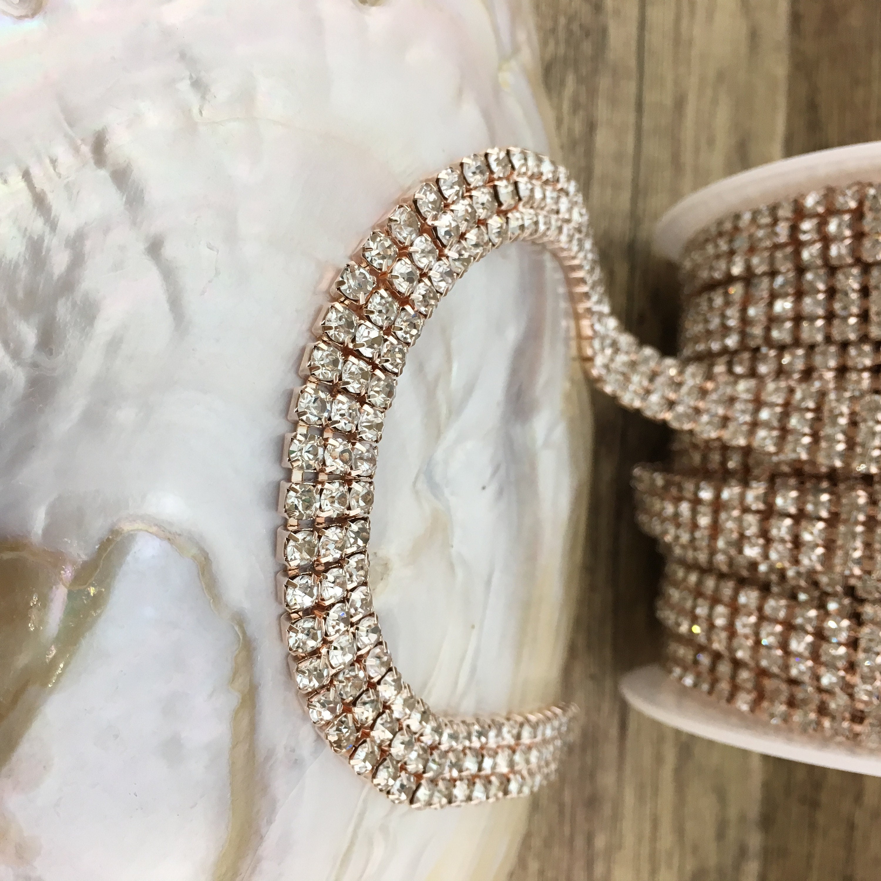 3 Row Rhinestone Chain Rhinestone Trim Silver Plated Chain Etsy Singapore