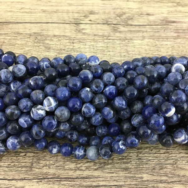 Sodalite Gem Stone, 4mm, 6mm, 8mm, 10mm, 12mm Blue Sodalite Natural Stone, Mala Beads, Wholesale Beads, Canadian Seller