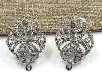 Tops Earring Findings, Earring Component, Silver Stud Post, Silver Earring Top, Earring Post, Gunmetal Earring Post, Rhodium Earrings Post