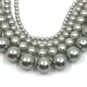 Perlas de concha gris, perlas de 4 mm, 6 mm, 10 mm, 12 mm, perla de concha gris de 8 mm, cuentas de perlas de concha, redondas, cadena de perlas, hebra completa, proveedor