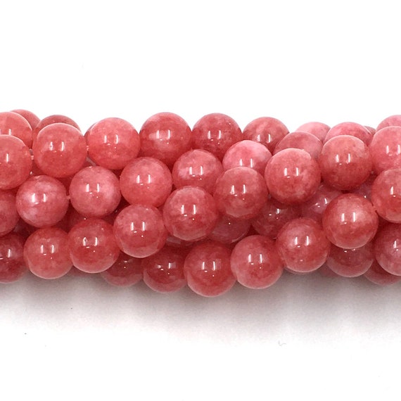 Coral Milky Jade Stone Good Luck Milky Jade Bead Natural Etsy