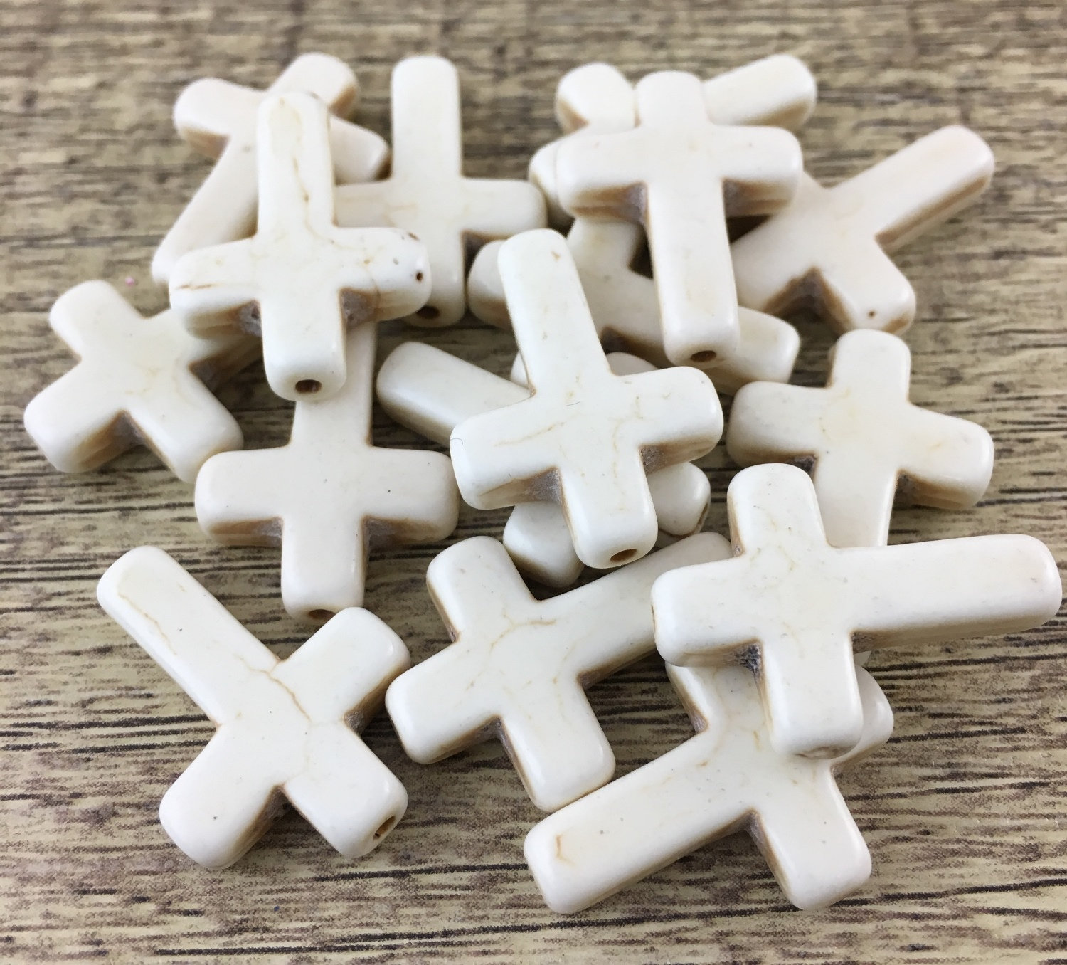 White Marble Cross Beads – Betsey's Boutique Shop