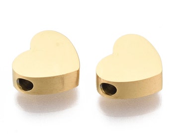 Steel Heart Bead, Stainless Steel Steel Heart Bead, 1 Heart bead per order, Rhodium Bead, Jewelry Findings, Pendant Findings