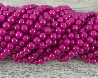 Opaque Fushia Pink,  Faux Pearls, 6mm glass pearl, glass bead, beads, Canadian Supplier