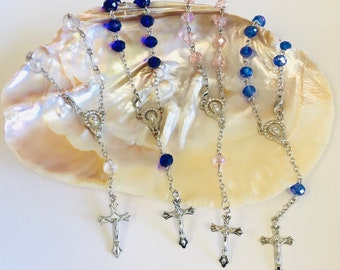 Mini Glass Bead Rosary, One decade bead rosary, Baptism, First Communion, Car Rosary, Handmade jewelry, Small, Supplier, Bellaire Wholesale