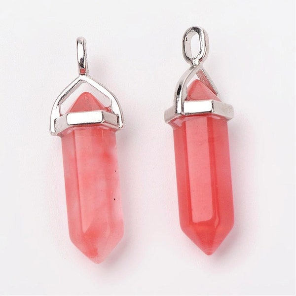 Cherry Quartz Pendant, Natural Stone Pendant,  Toronto Supplier, Gem Stone Mala Pendant