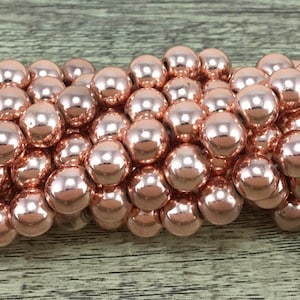Rose Gold Hematite Bead, Natural Stone, Hematite, 4mm, 6mm, 8mm, 10mm, 12mm, Yoga Beads, Mala Bead, Canadian Supplier, Beading Supplier