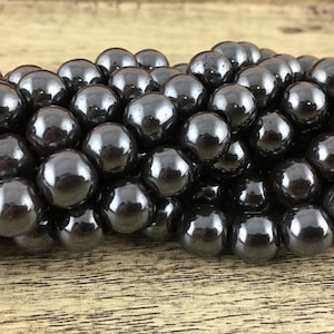 8mm Hematite Bead, Natural Stone, Hematite, Dark Grey Hematite Bead, Yoga Bead, Mala Bead, Canadian Supplier, Bellaire Wholesale, Bulk Buy