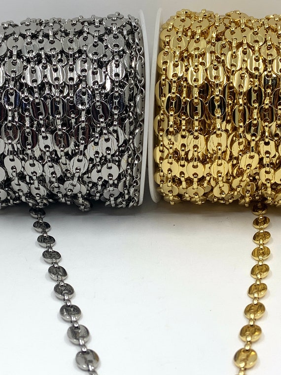 Collane A Maglie Di Ancoraggio Mariner Collana A Maglie Piatte In Oro Placcato Girocollo In Ottone - Foto 5