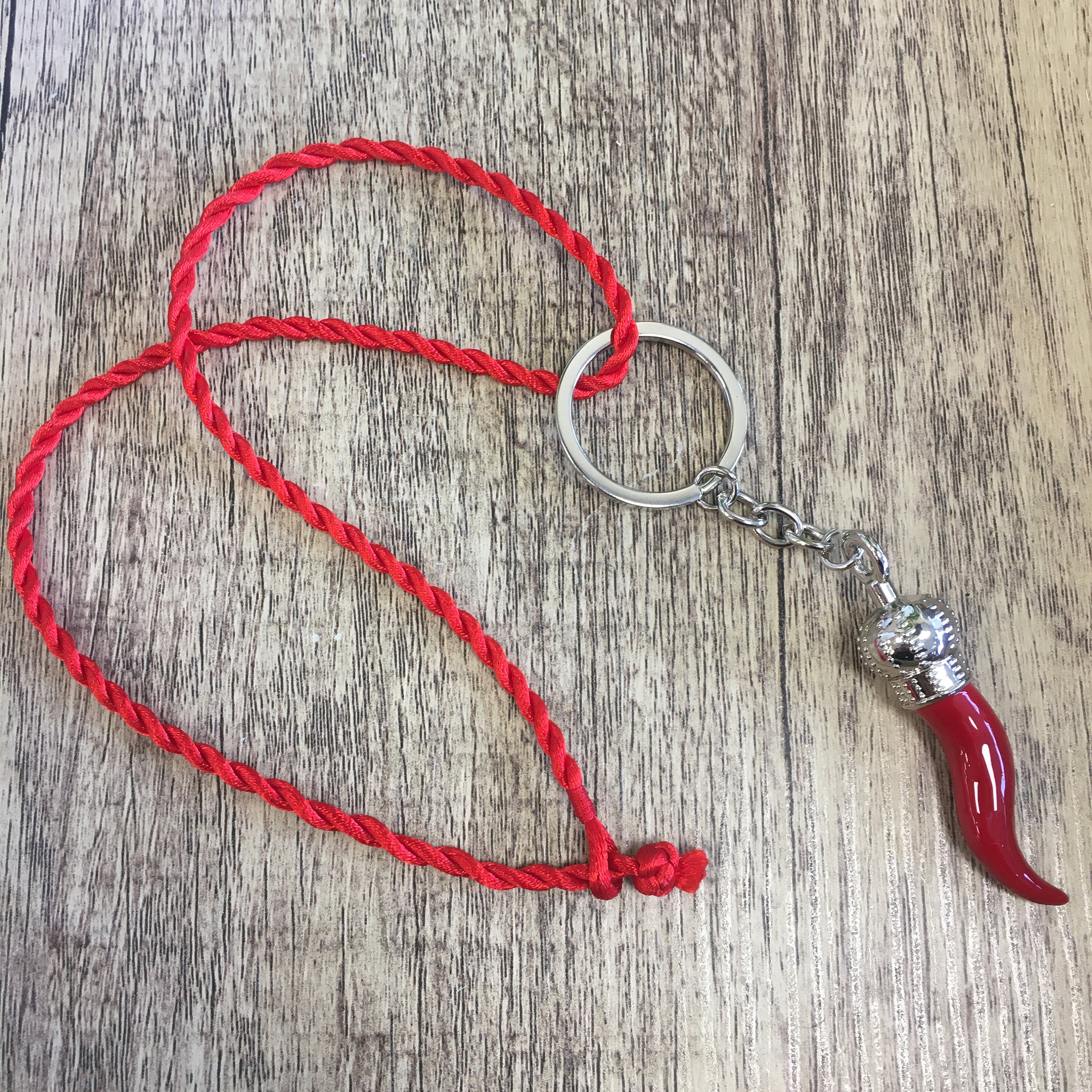 Italian Red Horn Key Chain, Cornicello, Mano Cornuto, Italy