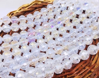 Glass beads, For bracelet, Jewelry making, Clear AB, Faceted Round beads, Wholesale Supplies, Necklace beads, Jewelry Findings