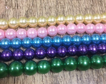 Faux Glass Pearls, Pink Pearls, Purple Pearls, Yellow Pearls, Green Pearls, 8mm Pearls, 10mm Pearls, Blue Pearls, Bulk, Canadian Supplier