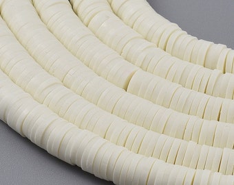 Ivory Heishi Disc Beads, Heishi Bead, 6mm Heishi Cream Color Beads, Heishi Pastel, Rubber Beads, Heishi Beads Wholesale, Canadian Supplier