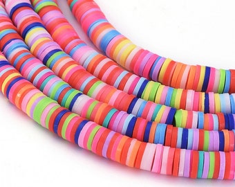Perline di argilla, perline Heishi, perline Heishi da 6 mm, Heishi Pastel, colori scuri misti, perline di gomma, perline di argilla polimerica, Bellaire Wholesale