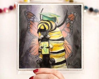 Monarch Caterpillar Butterfly 6" x 6" Archival Art Print
