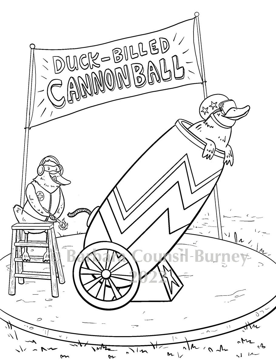 Printable Coloring Book Pages, Ducks at A Carnival - Etsy