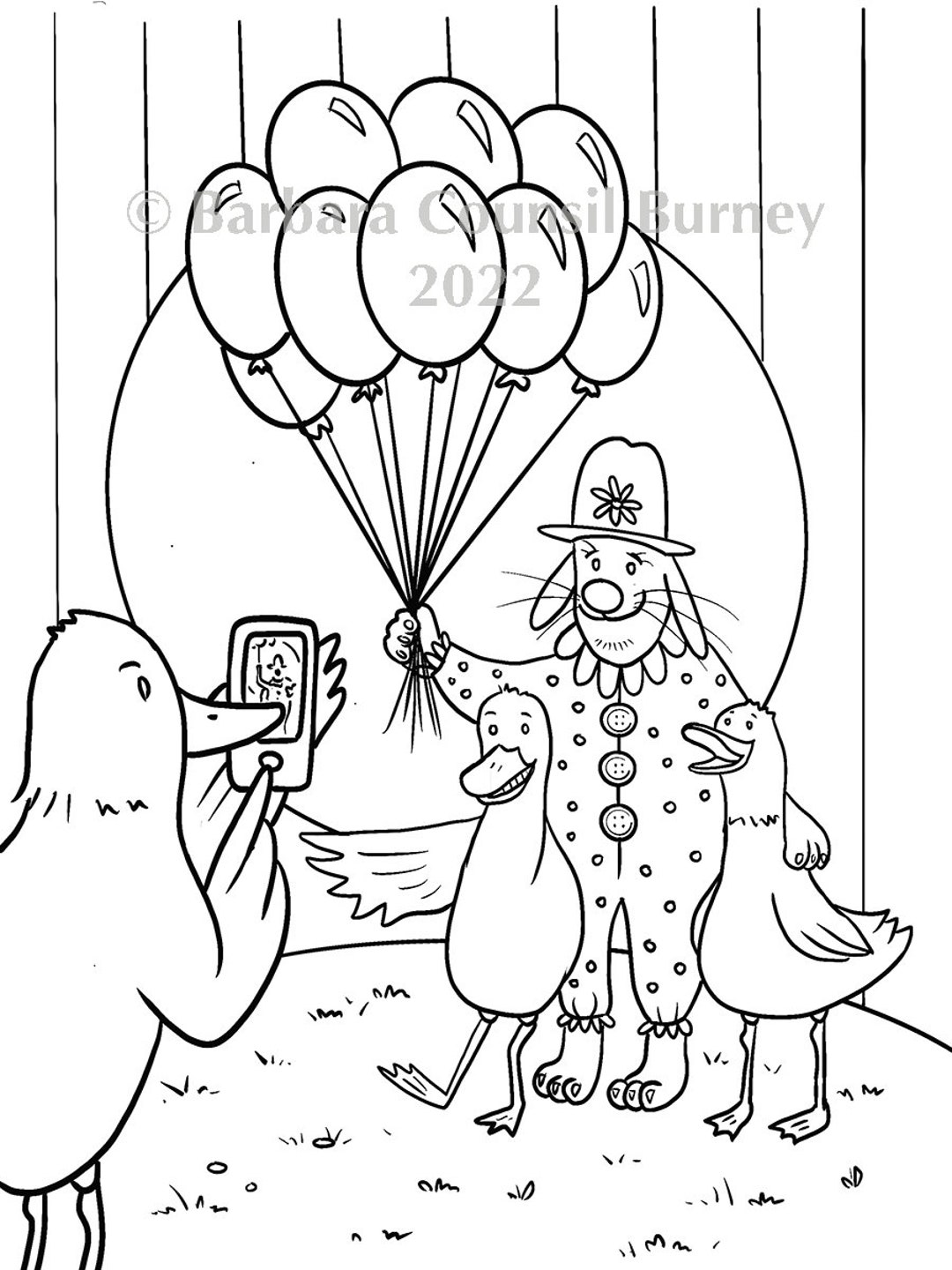 Printable Coloring Book Pages, Ducks at A Carnival - Etsy
