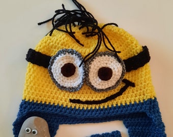 Crocheted Minion Hat, Handmade, Adult & Child Sizes