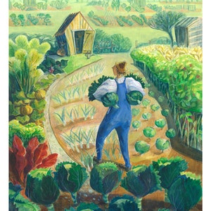 Loteamento, horta, colheita, repolhos, cartão em branco, jardim inglês, nostálgico, vegetais premiados, cultive os seus próprios, colhendo vegetais