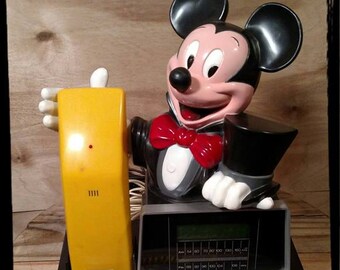 Collectible Unisonic Mickey Mouse Phone with Radio Alarm Clock Model 6052 / Mickey Mouse Phone/Collectible Novelty Phone/Best Gift Idea/F719