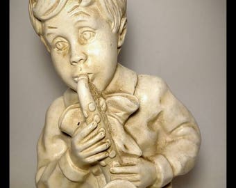 Collectible Universal Statuary Corp Boy and Saxaphone 126B Statue/Luchessi Family Statue/ Immigrant Art/Mantlepiece F1972