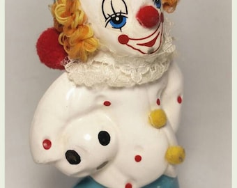 Collectible Action Idustries Clown Figurine Standing Holding Soccer Ball/ Porcelain Clown Figurine/ Cake Topper / F1166