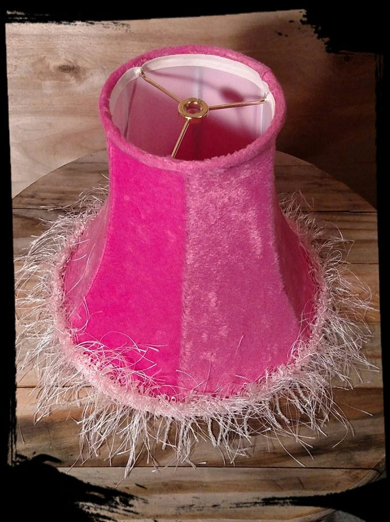 Collectible Lamp Shade in Pink Faux Fur/cone Shaped With White Etsy