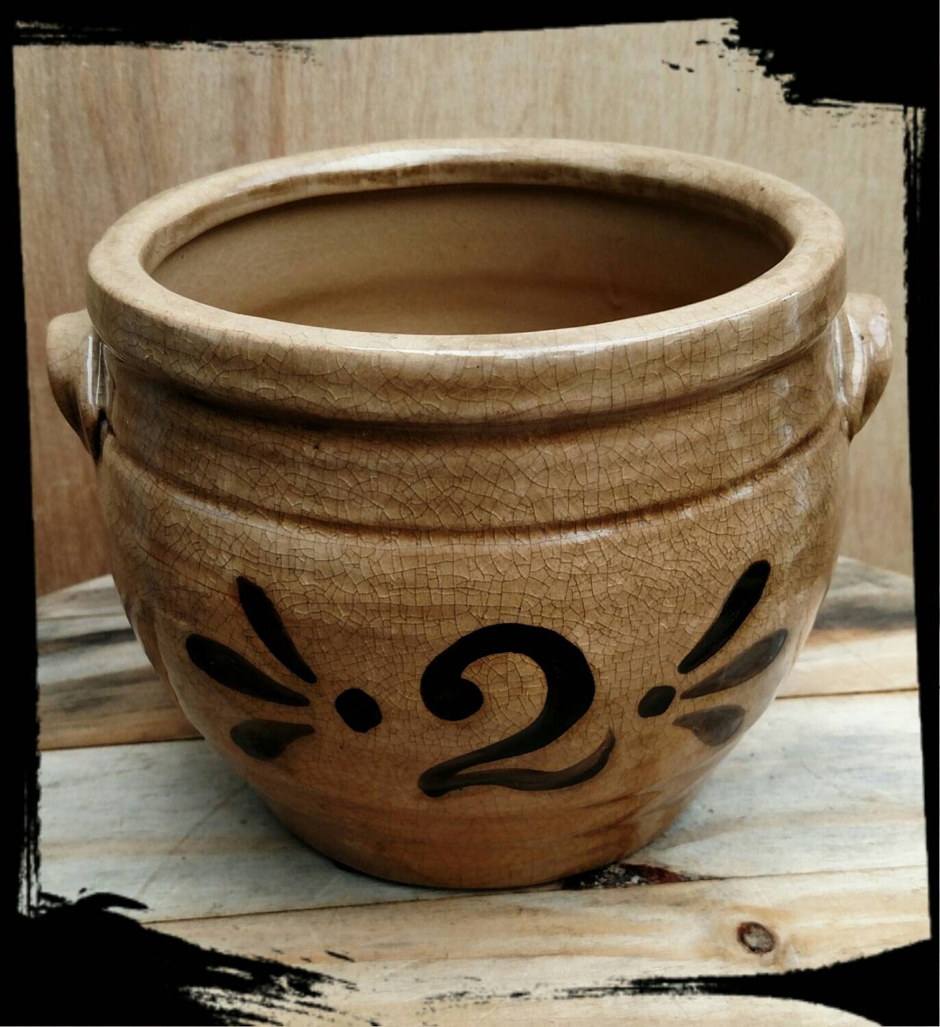 Collectible Stoneware Crock Pot / Small Earthenware Bean ...