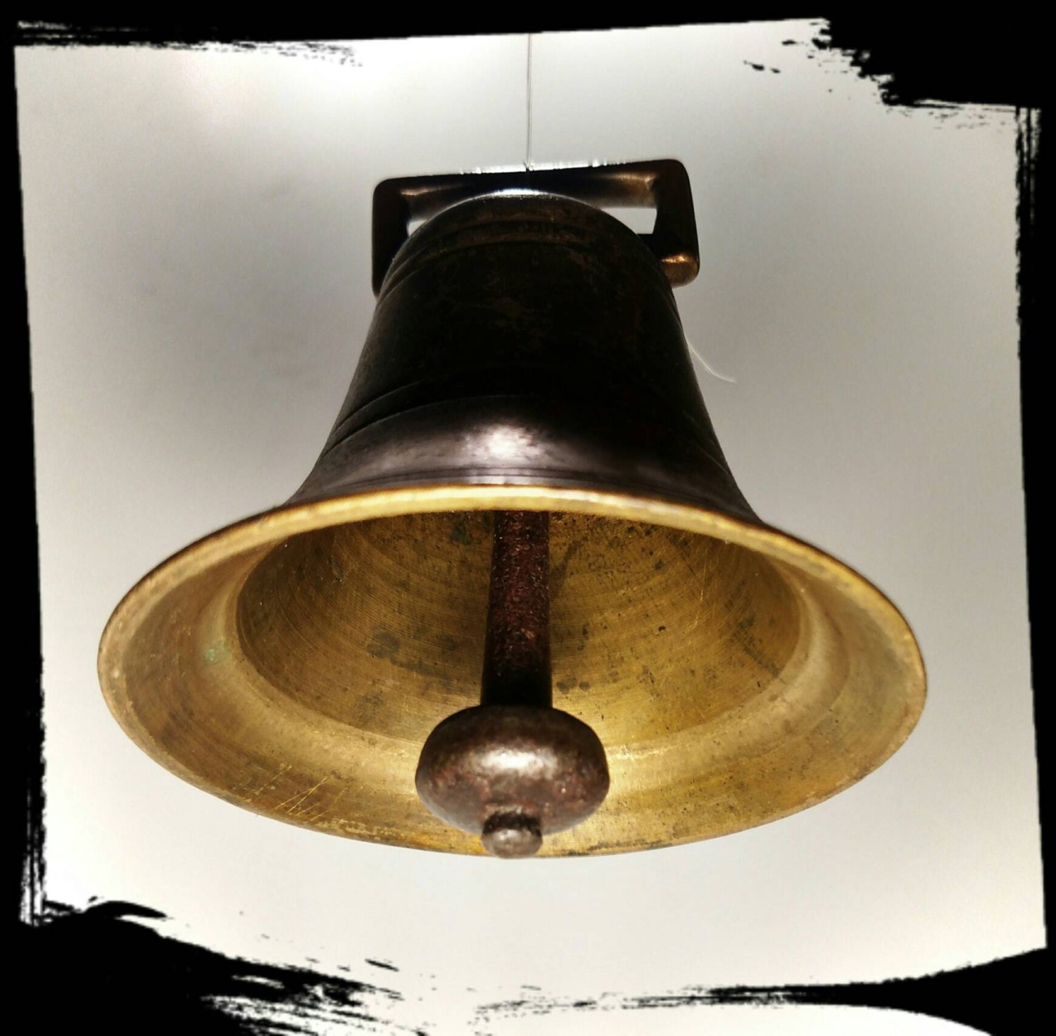 Antique Heavy Brass Bell with Original Clapper/ School Bell / Dinner