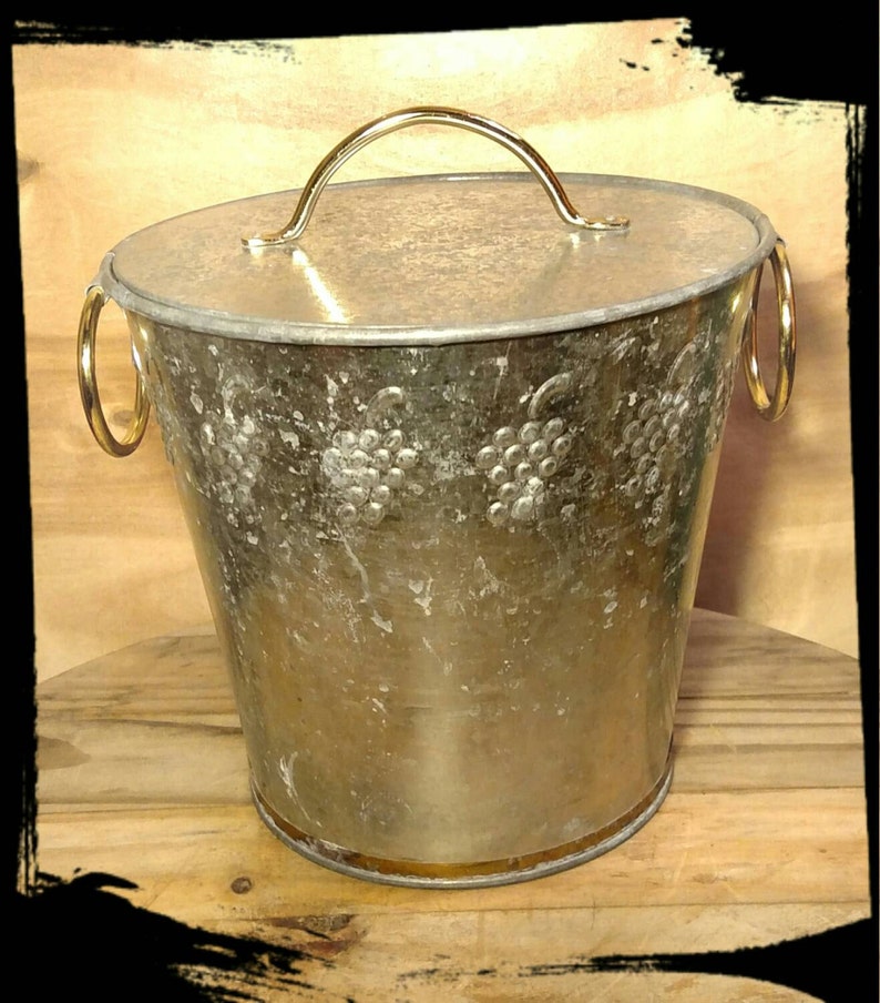 Collectible Ice Bucket / Galvanized Steel Ice Bucket / Silver Etsy