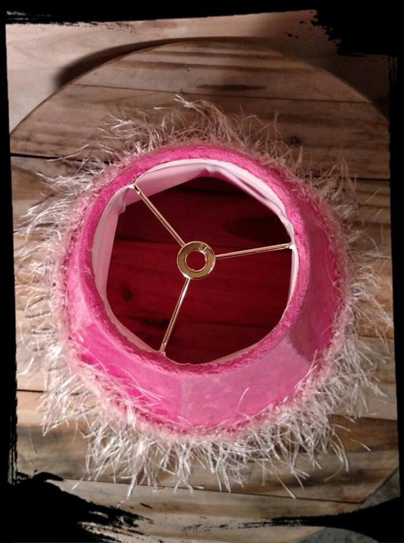 Collectible Lamp Shade in Pink Faux Fur/cone Shaped With White Etsy