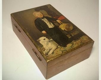 Vintage Mottahedah Design Boy with Dog Trinket Box / Charles Nahl Art / M. H. Young Memorial Museum / Italian Art Box / Best Gift Idea/F1965