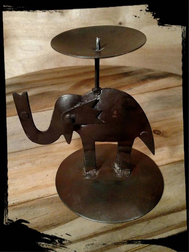 Collectible Metal Elephant Candle Holder / Office Decor / Hand Crafted