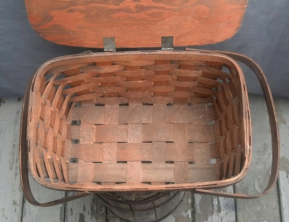 Vintage Picnic Basket From Peterboro Basket Co / Wood Handles and Wood ...