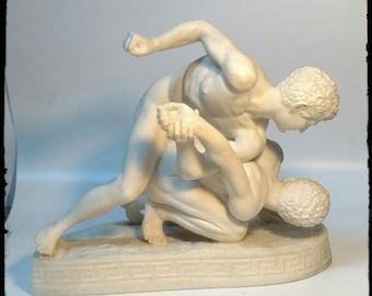 Collectible Nude Greek Wrestlers / Casted Marble Statue / Greek Art / Pegasus made in Greece / F1695