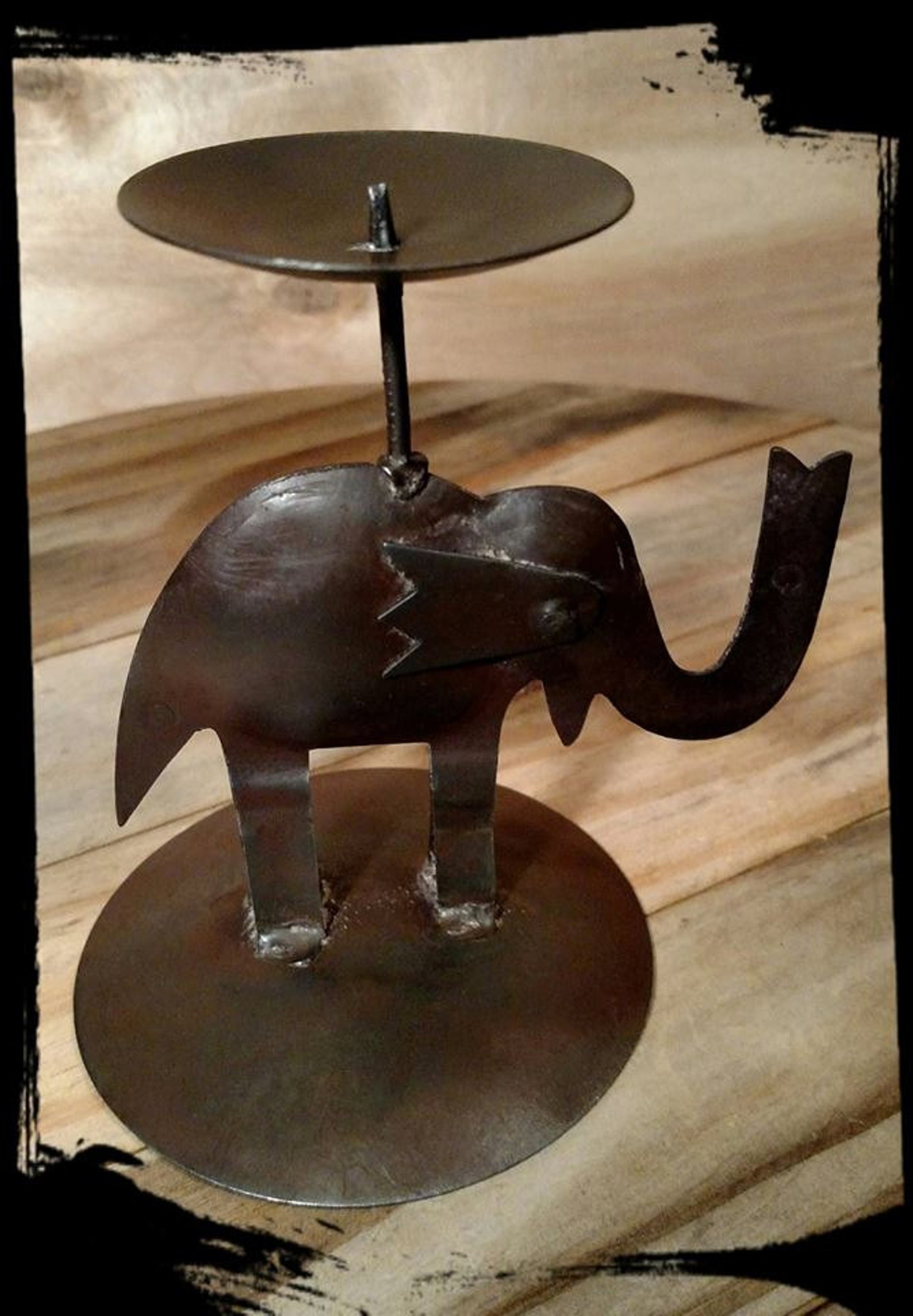 Collectible Metal Elephant Candle Holder / Office Decor / Hand Crafted