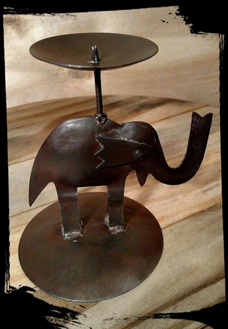 Collectible Metal Elephant Candle Holder / Office Decor / Hand Crafted