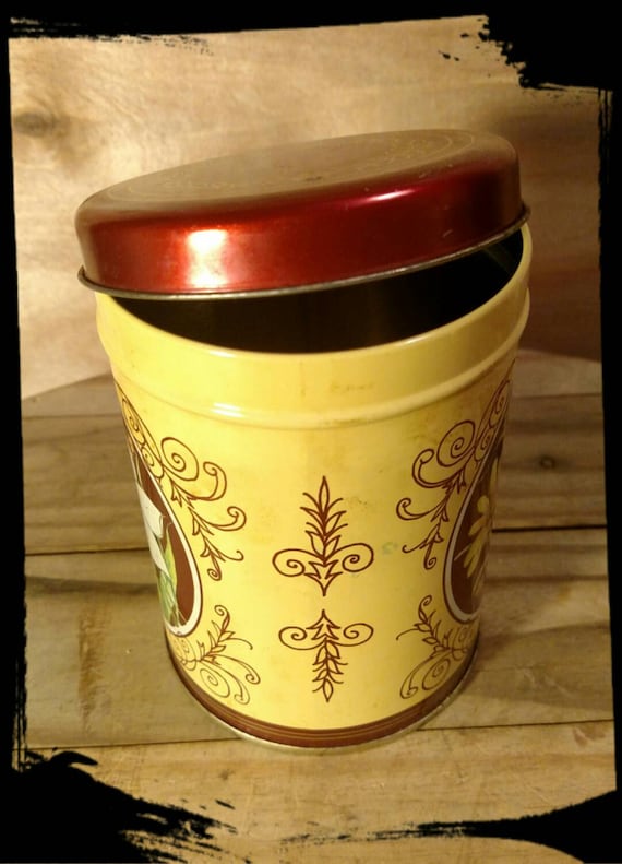 Buen Estado De Uso Caja De Lata Litografiada Floral Para Té Buen Estado De Uso Caja De Lata Litografiada Floral Para Té