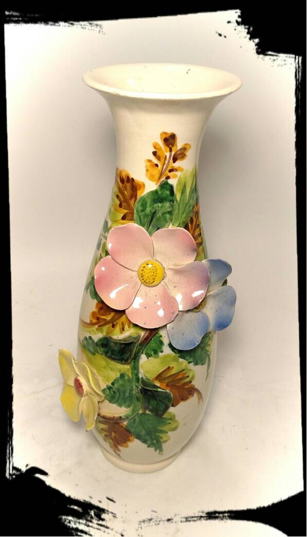 Collectible Italian Porcelain Vase Hand Painted And Designed With