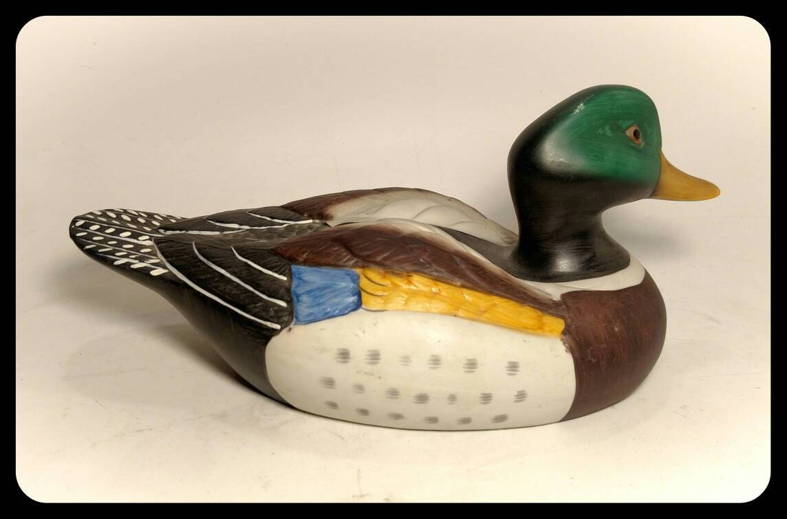 Collectible Flambro Male Mallard Duck Fine Porcelain Figurine / Desk
