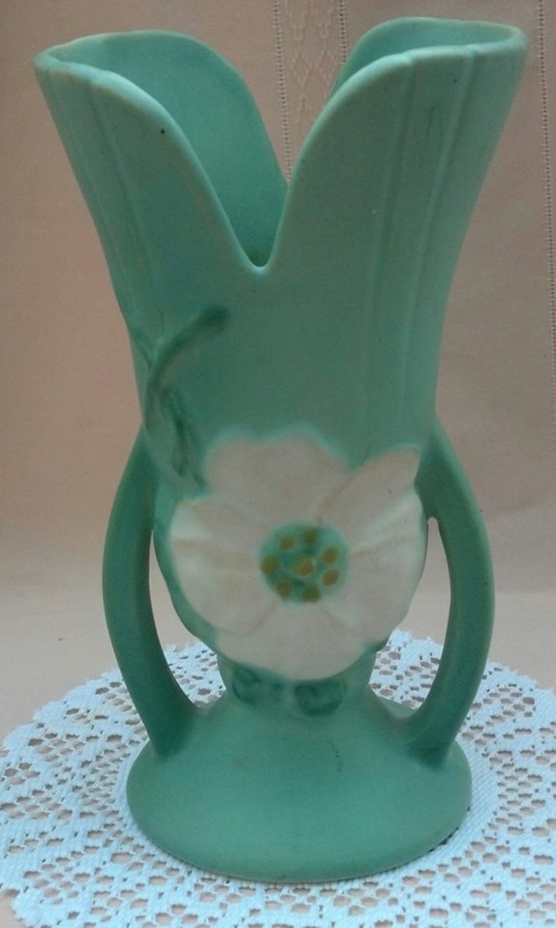 Antique Weller Wild Rose Pottery/art Pottery Vase Matte Green - Etsy