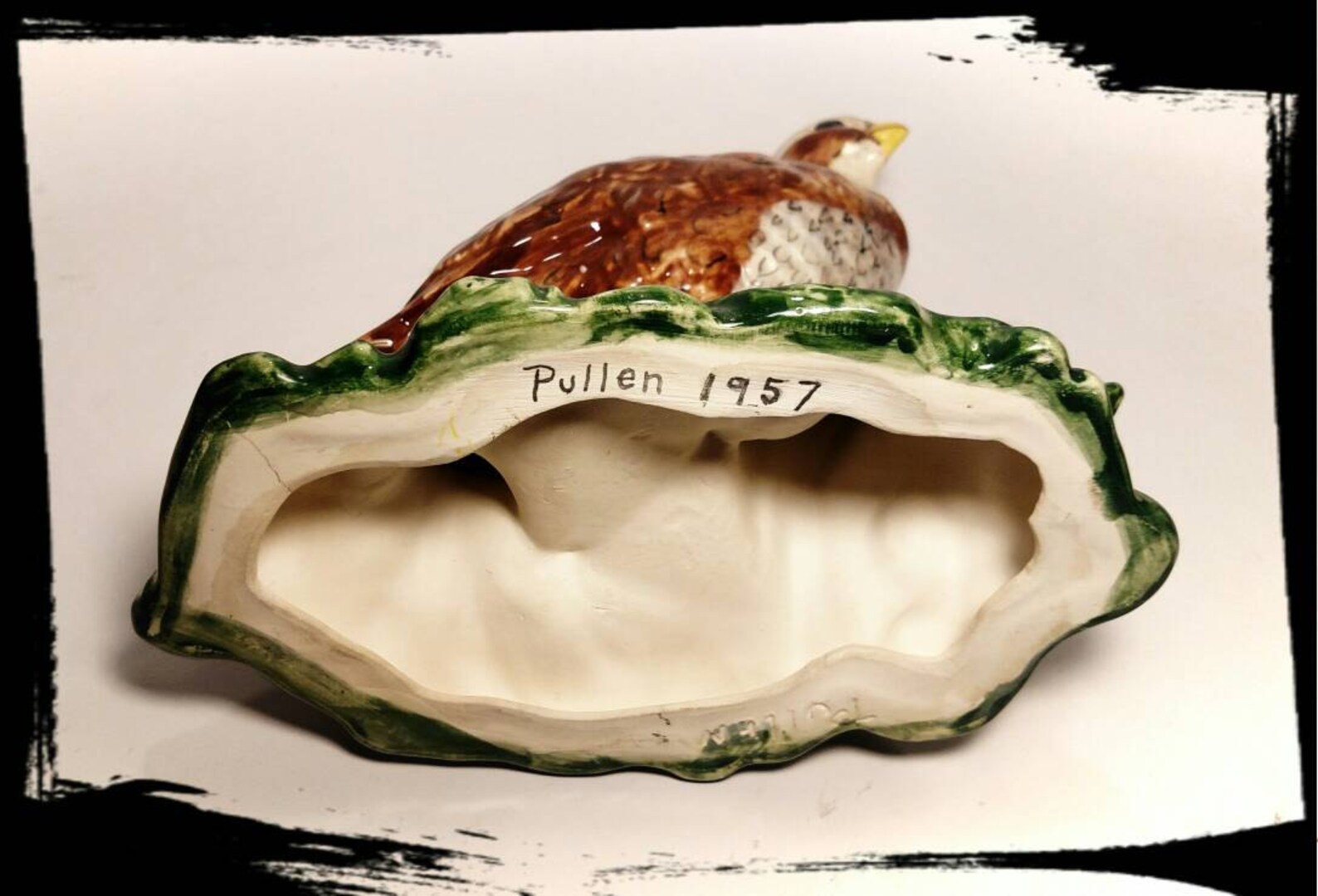 Vintage Quail Figurine by Pullen 1957/ Porcelain Grouse/ Wildlife