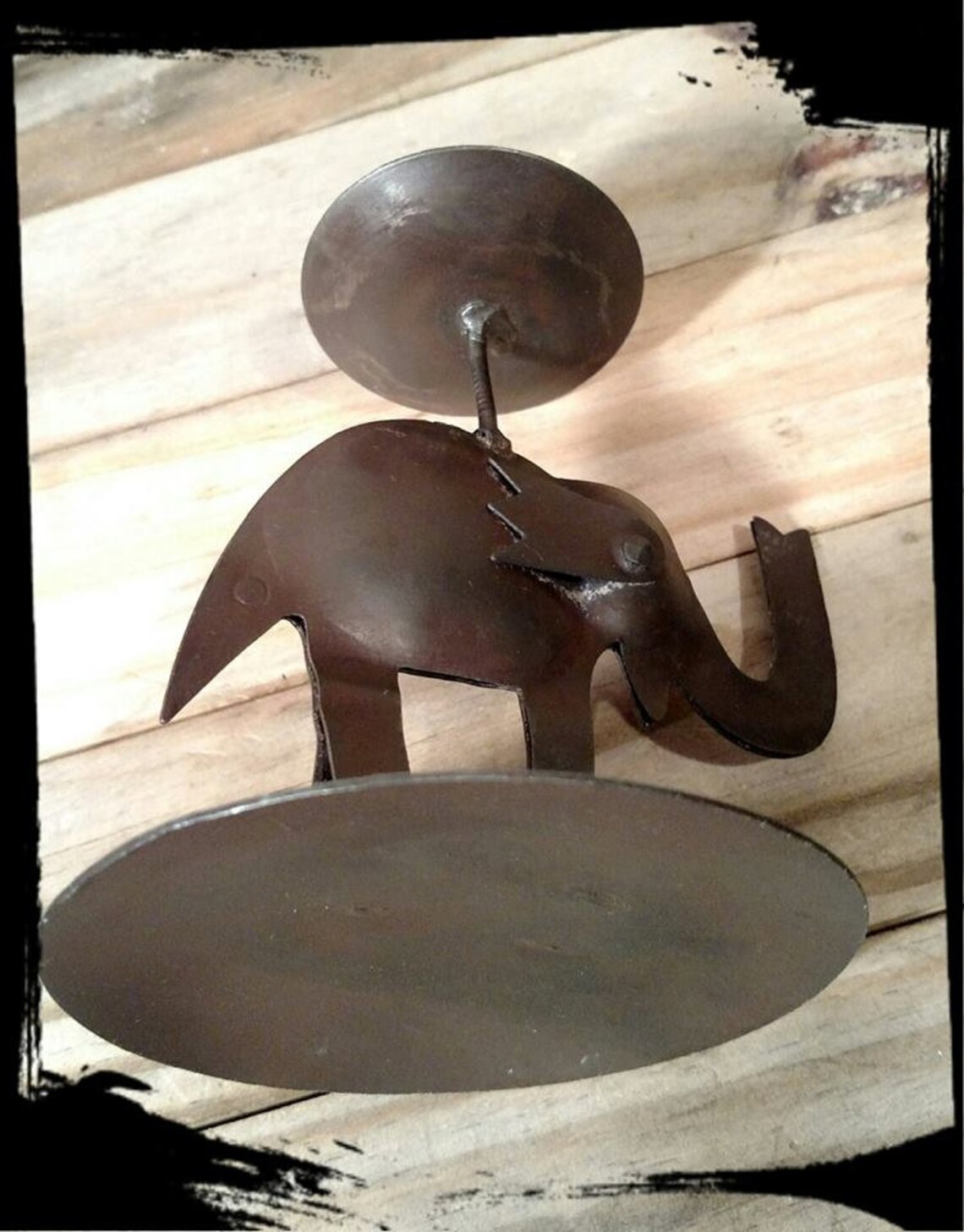 Collectible Metal Elephant Candle Holder / Office Decor / Hand Crafted