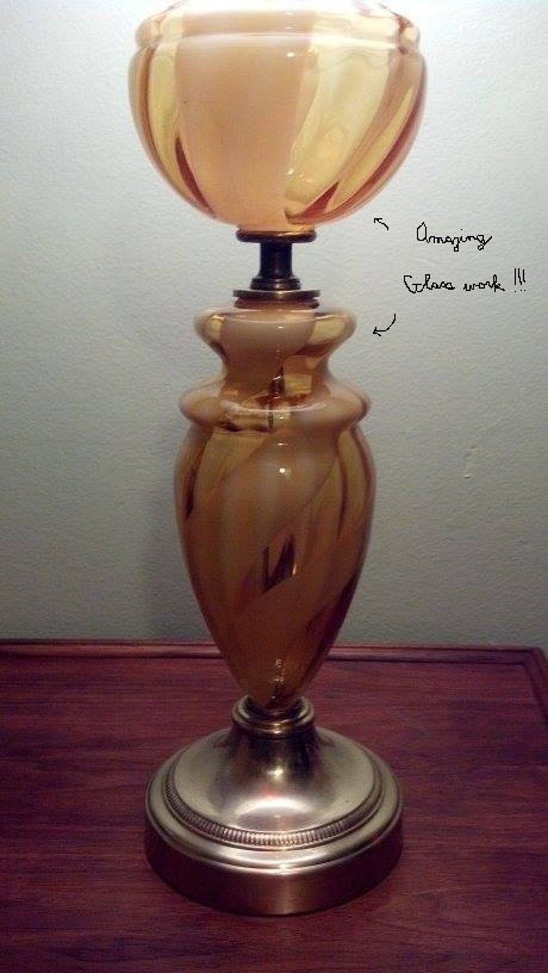 Vintage Retro Desk Lamp Table Lamp Amber Glass with White 6 - Table Lamps - iD Lights image