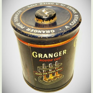 Vintage Granger Pipe Tobacco Rough Cut Tin/A Pointer on tobacco Tin/Tobacciana / Storage Tin / Tin Box/Best Gift Idea/Primitive Decor/ F1565 image 4